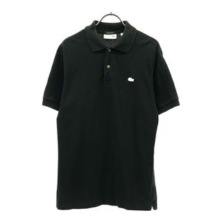 ラコステ(LACOSTE)の古着 LACOSTE ラコステ CLASSIC FIT ロゴ刺繍 半袖 ポロシャツ M ブラック 鹿の子地 メンズ(ポロシャツ)