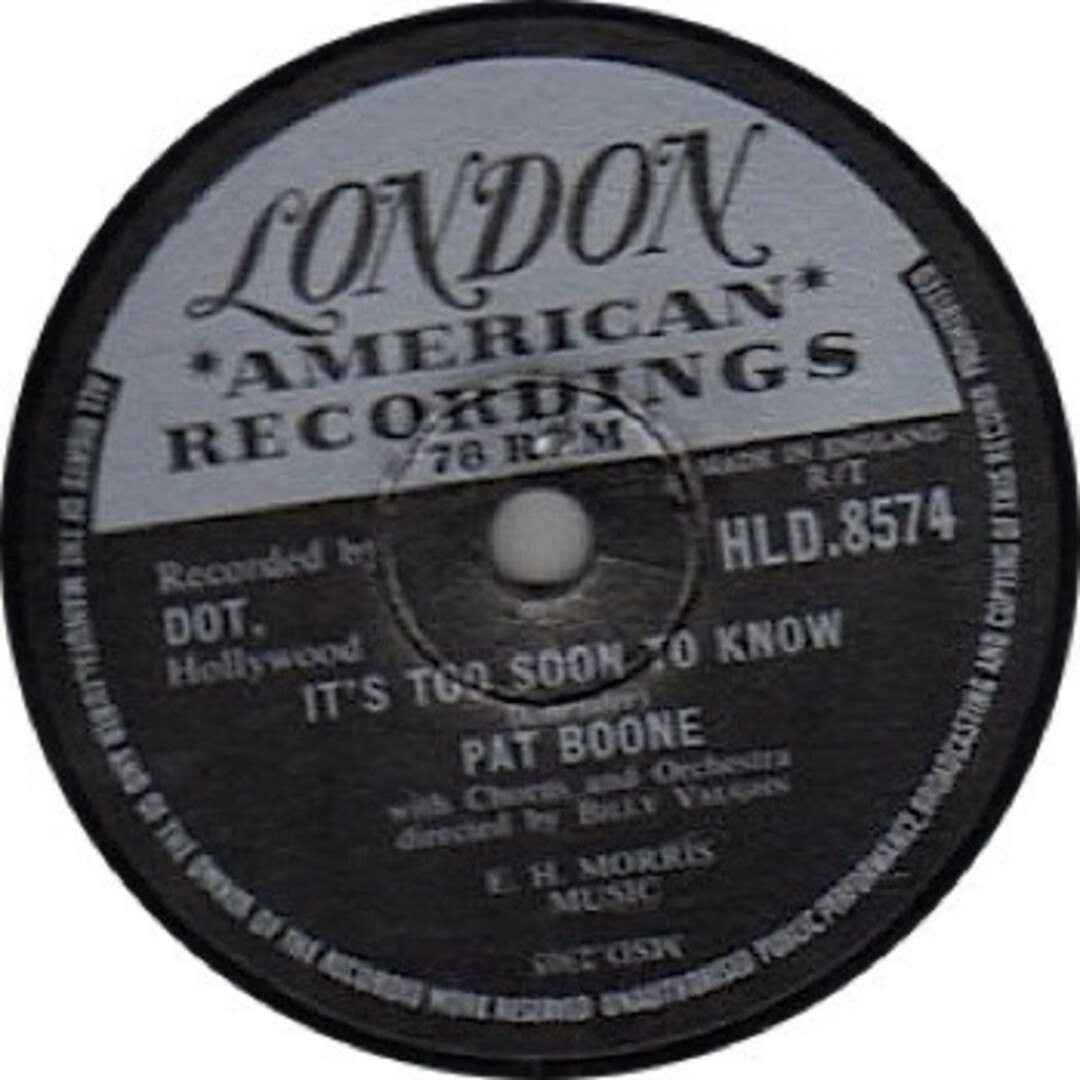 英78RPM/SP Pat Boone Its Too Soon To Know / A Wonderful Time Up There HLD8574 London Records /00500 エンタメ/ホビーのエンタメ その他(その他)の商品写真