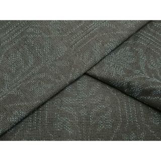 平和屋着物▽結城紬　単衣　幾何学花文　正絹　逸品　AAAU8486fy(着物)