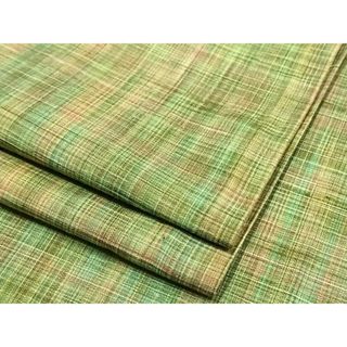 平和屋着物▽上質な紬　単衣　格子　正絹　逸品　AAAU8493fy(着物)