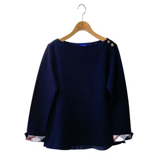ブルーレーベルクレストブリッジ(BLUE LABEL CRESTBRIDGE)のブルーレーベルクレストブリッジ 55P03-711-29 カットソー 38 ネイビー ボートネック 肩ボタン ITCEMJFWU89A(Tシャツ(長袖/七分))