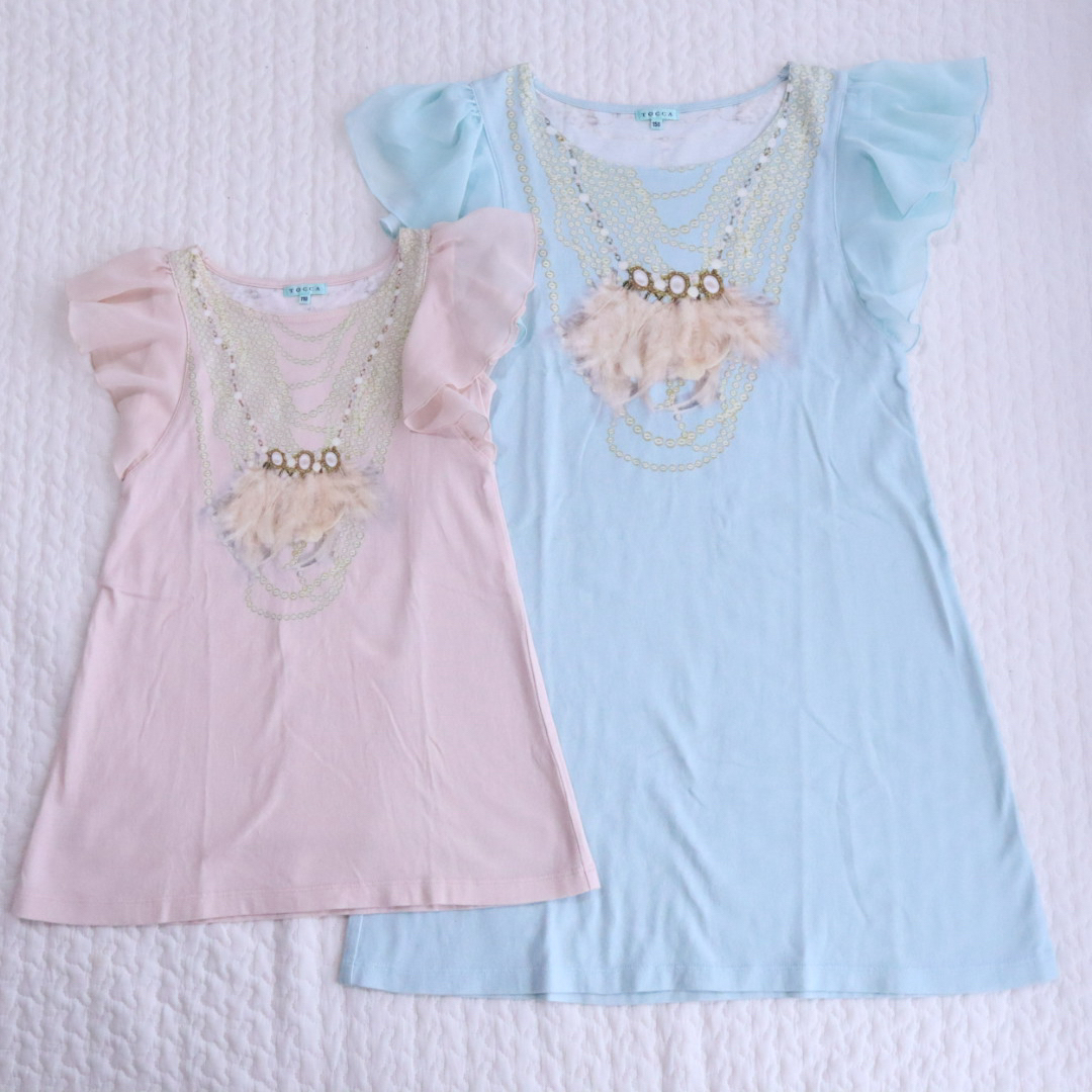 TOCCA(トッカ)のTOCCA トッカ　トロンプルイユ　だまし絵　袖フリル　ワンピース　110  キッズ/ベビー/マタニティのキッズ服女の子用(90cm~)(ワンピース)の商品写真