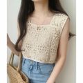 【アイボリー】【XL】クロシェビスチェトップス