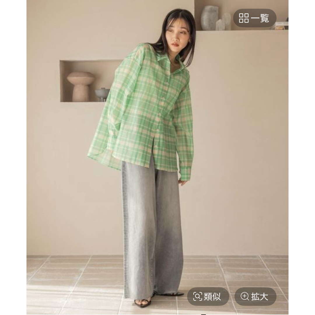 LOWRYS FARM(ローリーズファーム)のシアーシャツLS グリーンチェック レディースのトップス(シャツ/ブラウス(長袖/七分))の商品写真