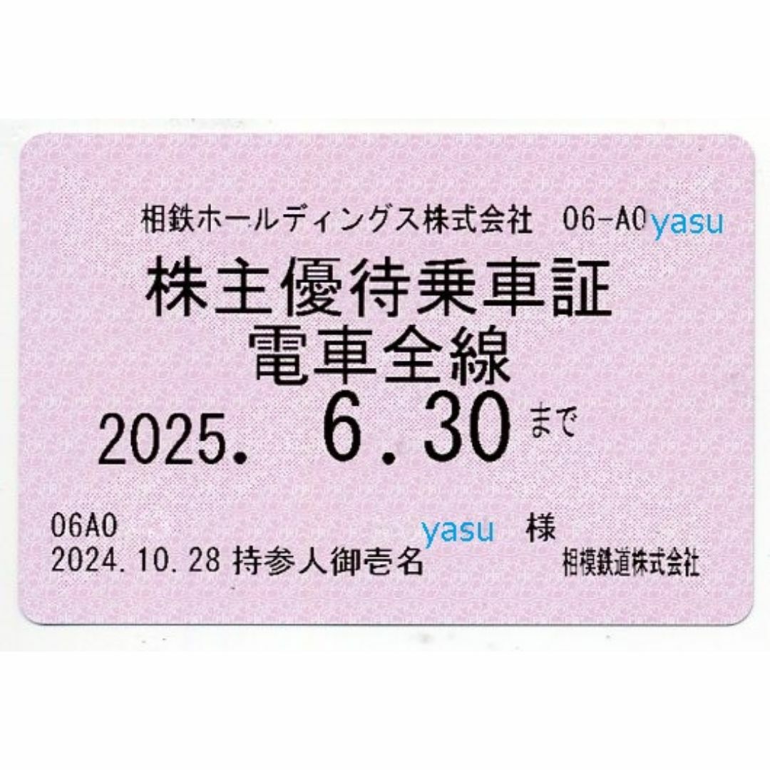 最新 相鉄 株主優待乗車証 電車全線 定期 チケットの乗車券/交通券(鉄道乗車券)の商品写真
