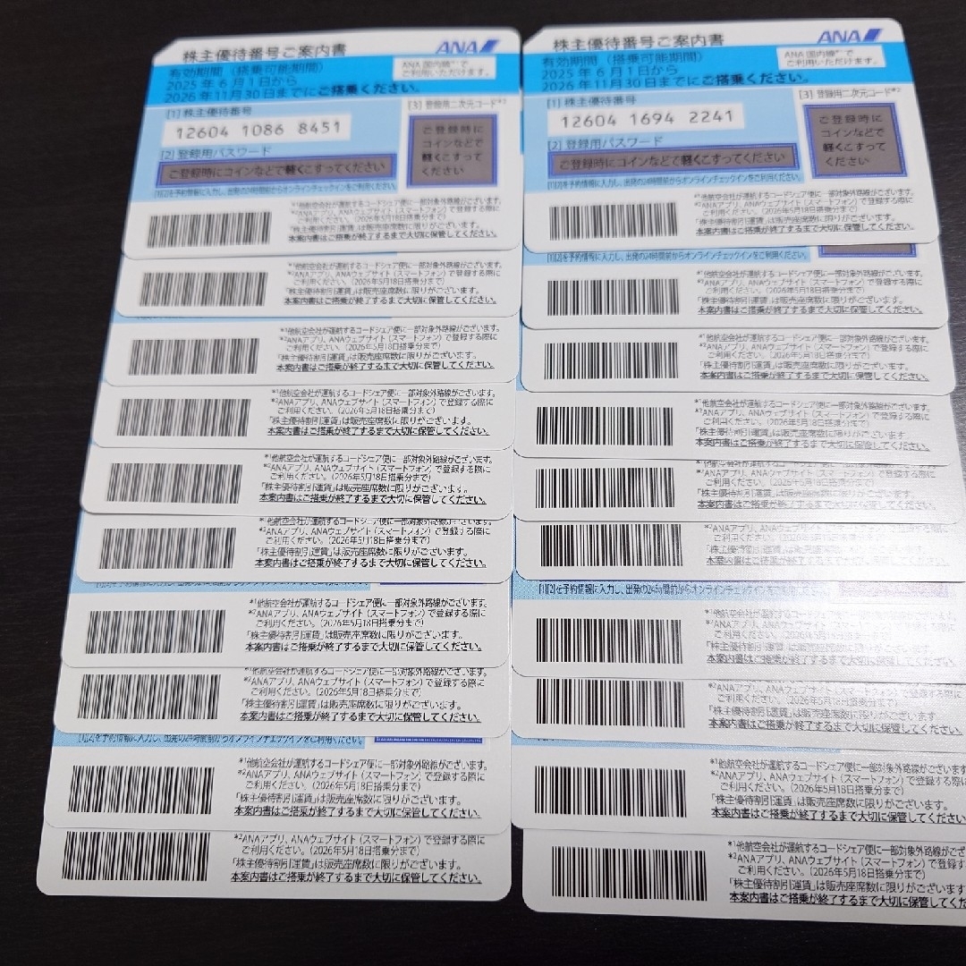 ANA 株主優待券 20枚セット(青) チケットの乗車券/交通券(航空券)の商品写真