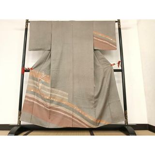 平和屋着物■訪問着　刺繍　飾花文　金彩　正絹　逸品　AAAT0339zg(着物)