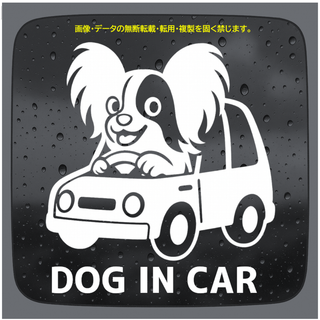 DOG IN CAR パピヨン カッティングステッカー（犬が乗っています）(その他)
