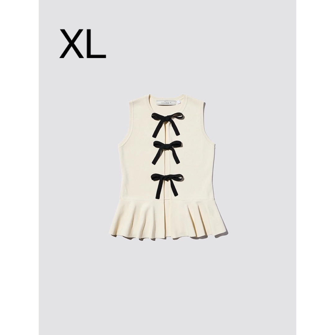 GU(ジーユー)の新品GU rokh フロントリボンセーター ジーユー ロク オフホワイト XL レディースのトップス(ベスト/ジレ)の商品写真