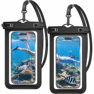 新品 スマホ防水ケース 海 水中操作可能 指紋認証 2個セット ブラック
