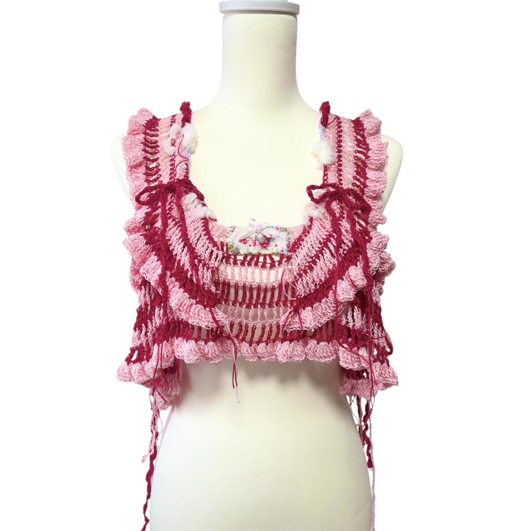 福袋 売れ残り ◎ハンドメイド◎フリルビスチェ◎Pink&Red♡の通販 by ティン トップス