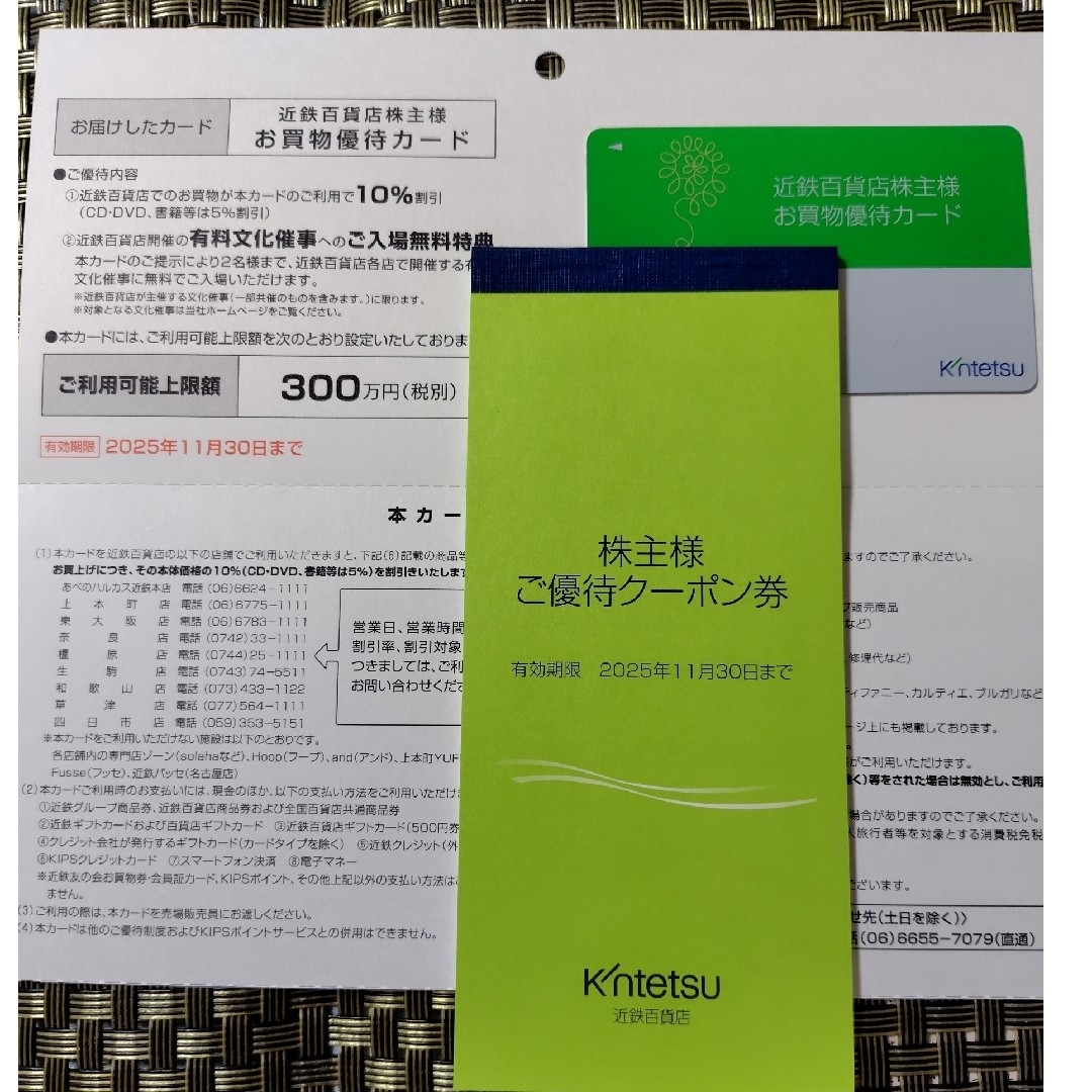 近鉄百貨店株主様お買物優待カード+ご優待クーポン券冊子1冊 女性名義 チケットの優待券/割引券(ショッピング)の商品写真