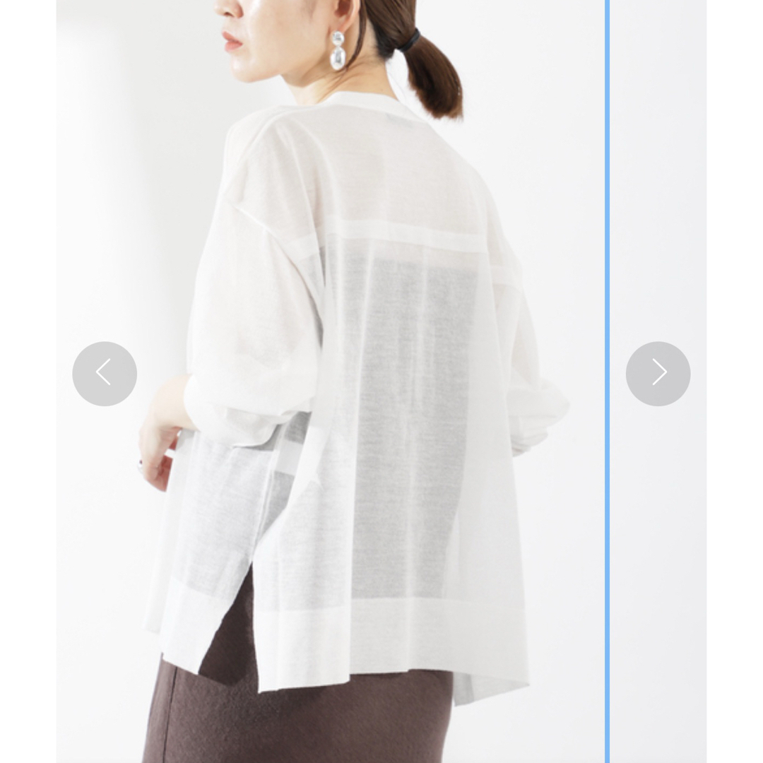 SALE★VERMEIL par iena 白 シアーラミーニットVカーディガン シアーラミーニットVカーディガンのコーディネートスナップ