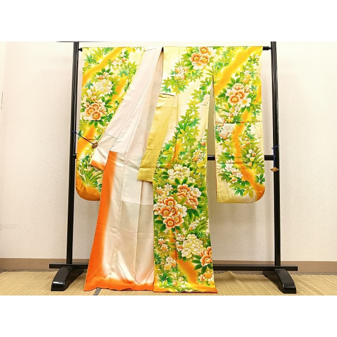 平和屋着物□豪華振袖 駒刺繍 草花文 暈し染め 金銀糸 金彩 正絹 平和屋着物□豪華振袖 駒刺繍 草花文 暈し染め 金銀糸 金彩 正絹
