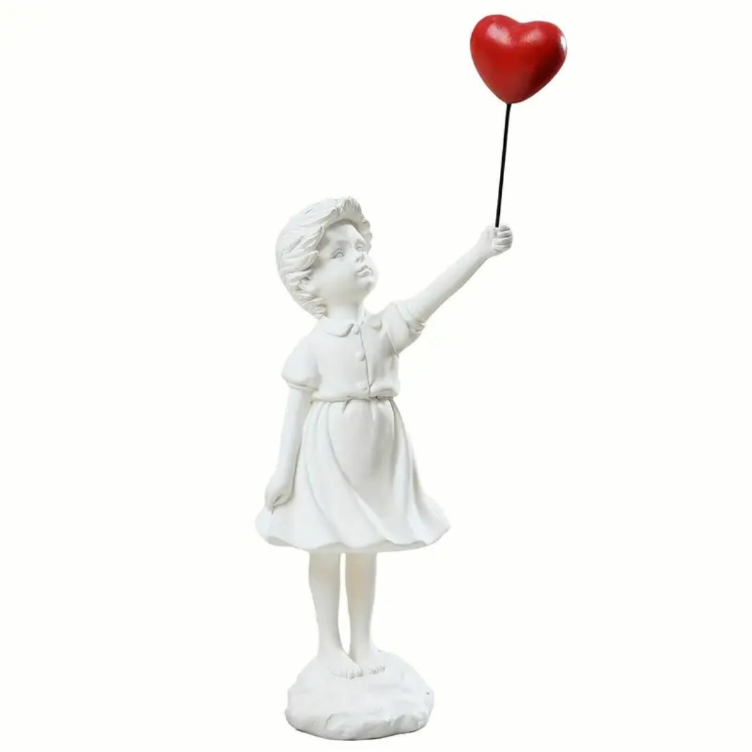 【輸入品】空飛ぶ風船の女の子の置物、バンクシー　現代アートの彫刻、樹脂フィギュア
