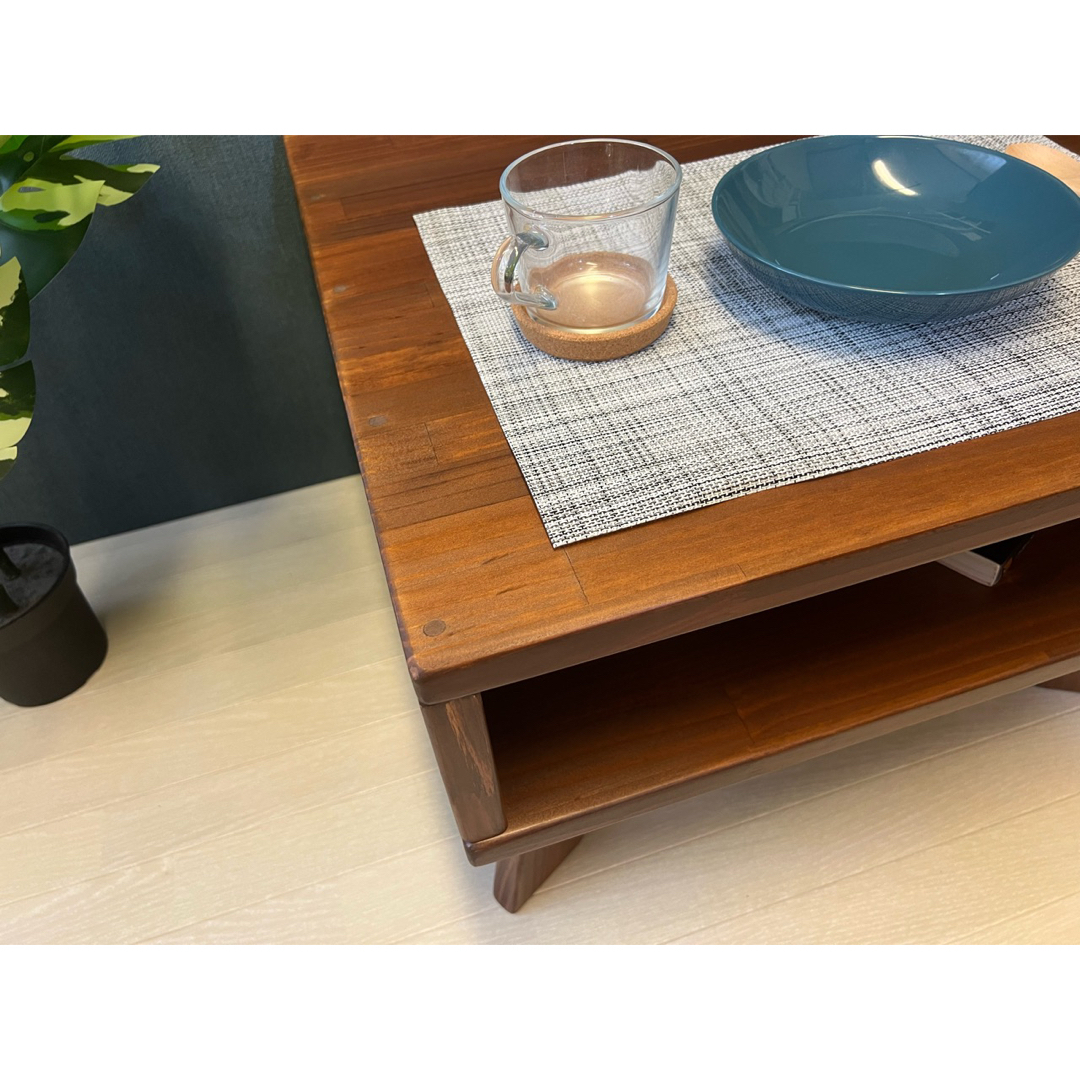 送料無料】 ローテーブル ロ形 60cm角 パイン ウォルナット 木製脚