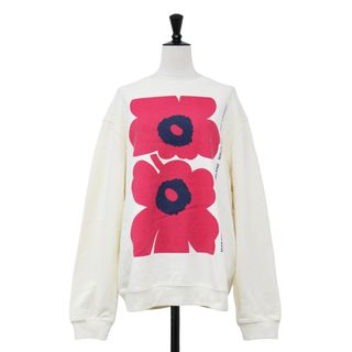 マリメッコ(marimekko)の【美品】marimekko マリメッコ スウェット オフホワイト ピンク サイズ:S / 24春夏 ウニッコ プリント スウェットシャツ / Unikko Loisto Placement sweatshirt / クルーネック 長袖 裏毛 フラワー コットン / トップス トレーナー【レディース】【中古】(トレーナー/スウェット)