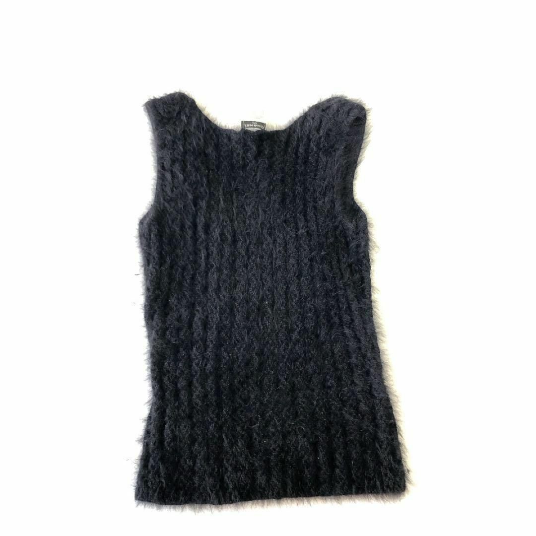 CHANEL - シャネル まとめ 2点 アンサンブル 黒 アンゴラ ファー