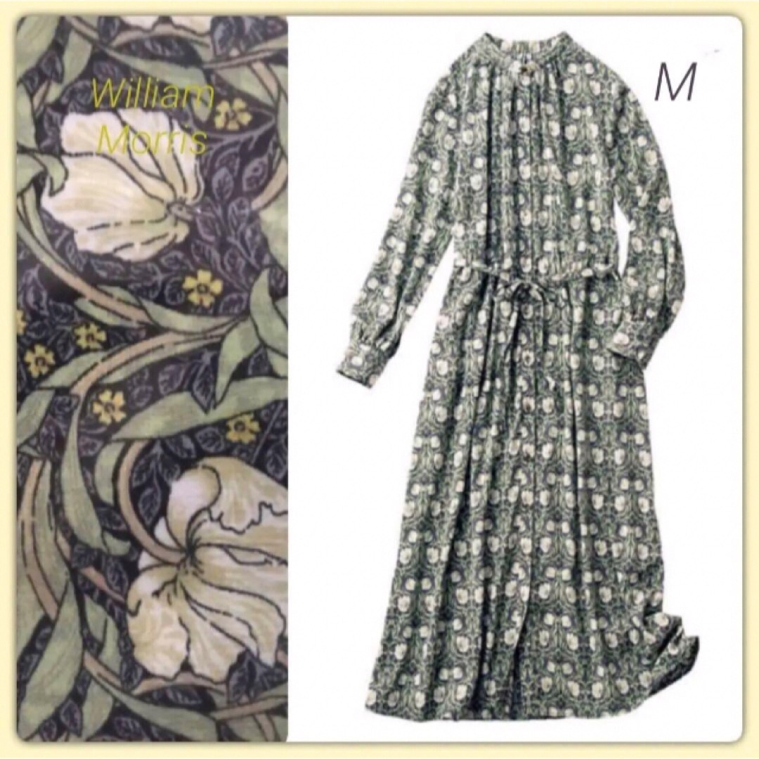 William Morris(ウィリアム・モリス)の【ウィリアム・モリス】ピンパーネル 総柄ワンピース / M〈ボタニカル〉新品 レディースのワンピース(ロングワンピース/マキシワンピース)の商品写真