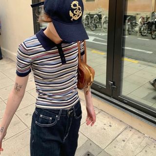 トゥデイフル(TODAYFUL)のKERNEL COSMOS レトロ ボーダー ミニ ポロシャツ 半袖 Tシャツ(ポロシャツ)