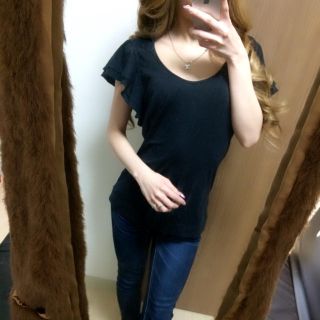 ザラ(ZARA)の【込★美品】ZARA でか袖フリル 広襟Tシャツ(Tシャツ(半袖/袖なし))