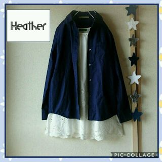 ヘザー(heather)の【syam様専用】heather***シャツ(ネイビー)(シャツ/ブラウス(長袖/七分))