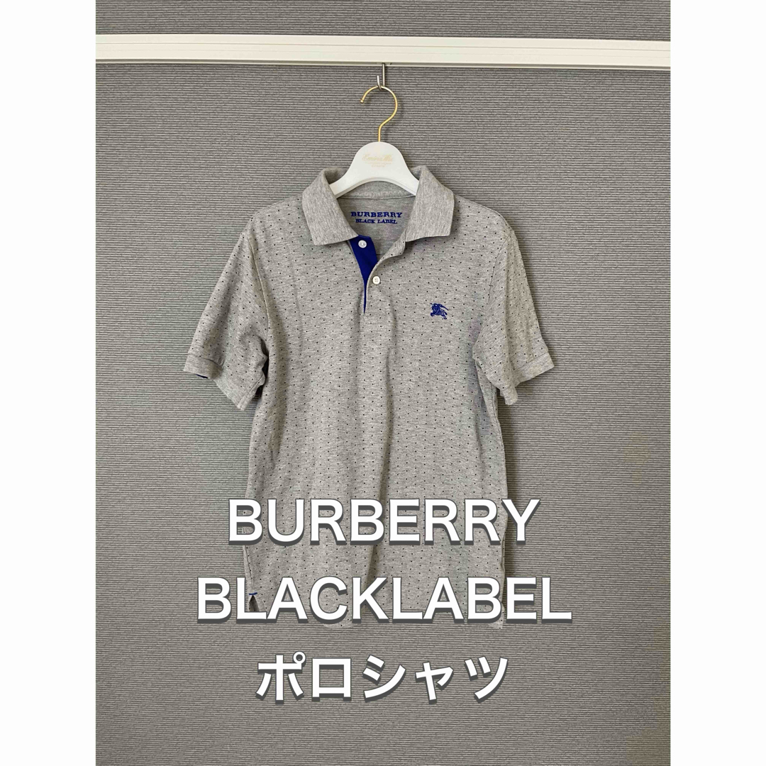 BURBERRY BLACK LABEL(バーバリーブラックレーベル)の送料込み BURBERRY バーバリー ポロシャツ ドット柄 Mサイズ 美品 メンズのトップス(ポロシャツ)の商品写真