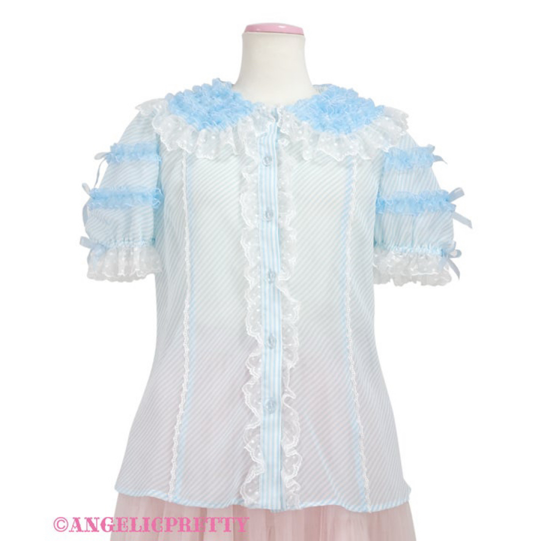 Angelic Pretty(アンジェリックプリティー)のAngelic Pretty ストライプシフォンブラウス レディースのトップス(シャツ/ブラウス(半袖/袖なし))の商品写真