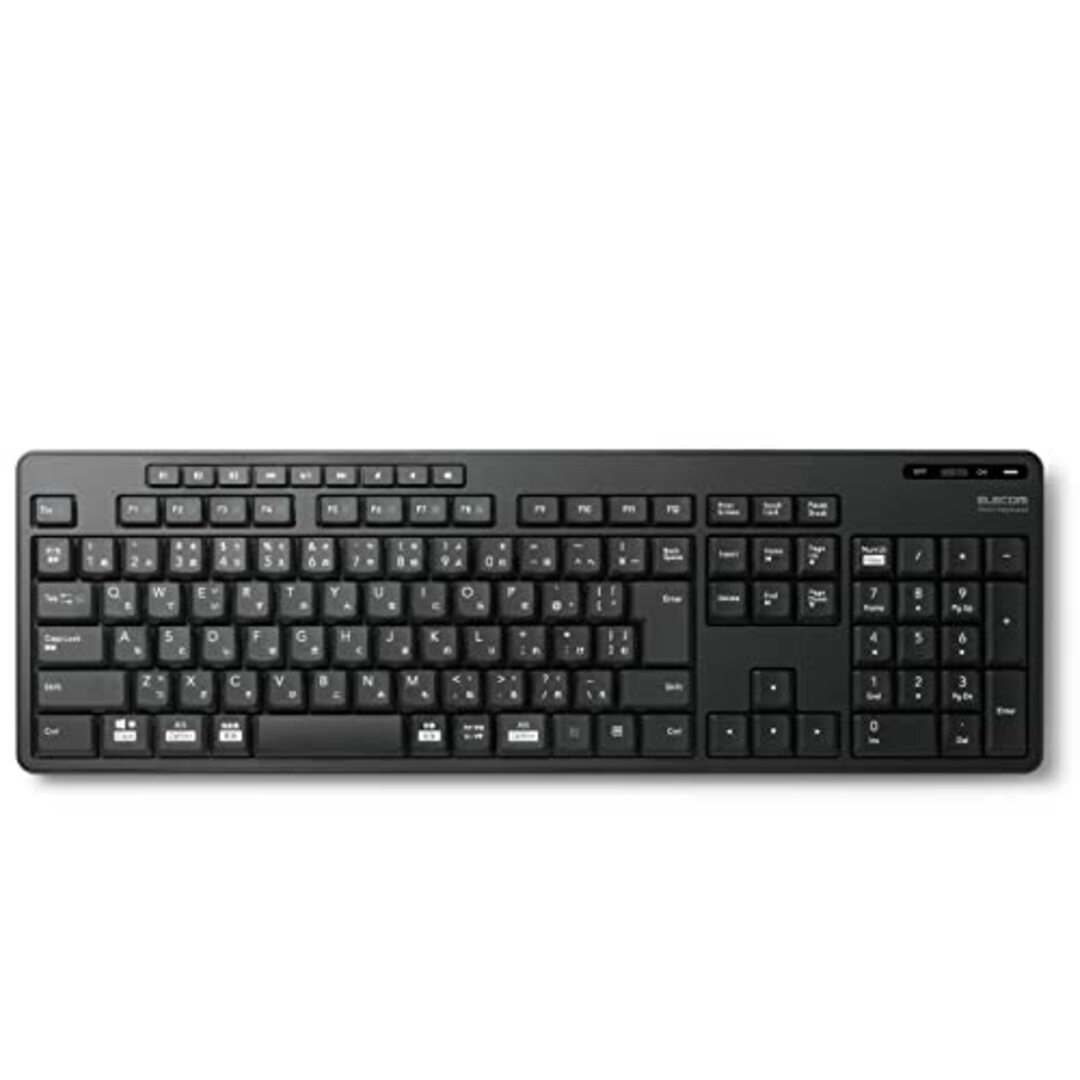 エレコム ワイヤレスキーボード Bluetooth 静音 TK-FFBM03SKBK 最大3台マルチペアリング対応 抗菌 iPad/macbook/Surface/Chromebook テンキー付 ブ スマホ/家電/カメラのPC/タブレット(その他)の商品写真