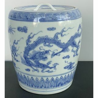 京焼 高橋 道八 華中亭 四代目 水差 水指 染付 双龍 山水 茶道具 美品(陶芸)