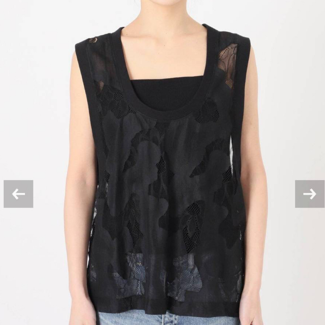 framework ESTHE OVERSIZED SHEER LACE ベスト FRAMeWORK - FRAMeWORK ESTHE OVERSIZED SHEER LACE ベストの