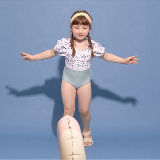 ナルミヤ インターナショナル(NARUMIYA INTERNATIONAL)の新品未開封　リセマイン　【SWIM】バイカラーパフワンピース&キャップセット(水着)