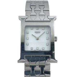 エルメス(HERMES)の【HERMES】エルメス Hウォッチ HH1.210 腕時計
 ステンレススチール レディース クォーツ シェル文字盤 12Pダイヤモンド(腕時計)