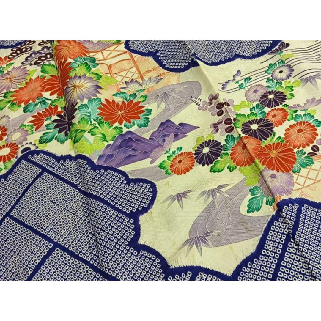 平和屋着物□豪華振袖 絞り 駒刺繍 檜垣草花文 金糸 正絹 逸品 平和屋着物□豪華振袖 絞り 駒刺繍 檜垣草花文 金糸 正絹 逸品
