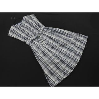 エニィスィス(anySiS)のany SiS エニィスィス チェック リボン ワンピース size2/水色 ■◆ レディース(ひざ丈ワンピース)