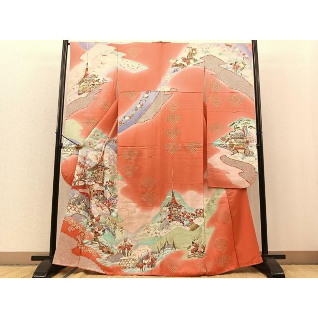 平和屋着物□豪華振袖 駒刺繍 鉾花鳥文 暈し染め 金彩 正絹 逸品 平和屋着物□豪華振袖 駒刺繍 鉾花鳥文 暈し染め 金彩 正絹 逸品