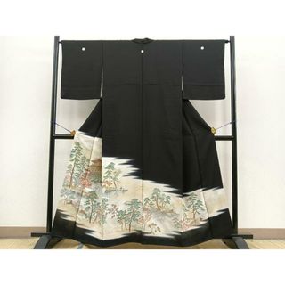 平和屋着物■豪華黒留袖　寿光織　名所風景文　金糸　正絹　逸品　BAAS2251jr