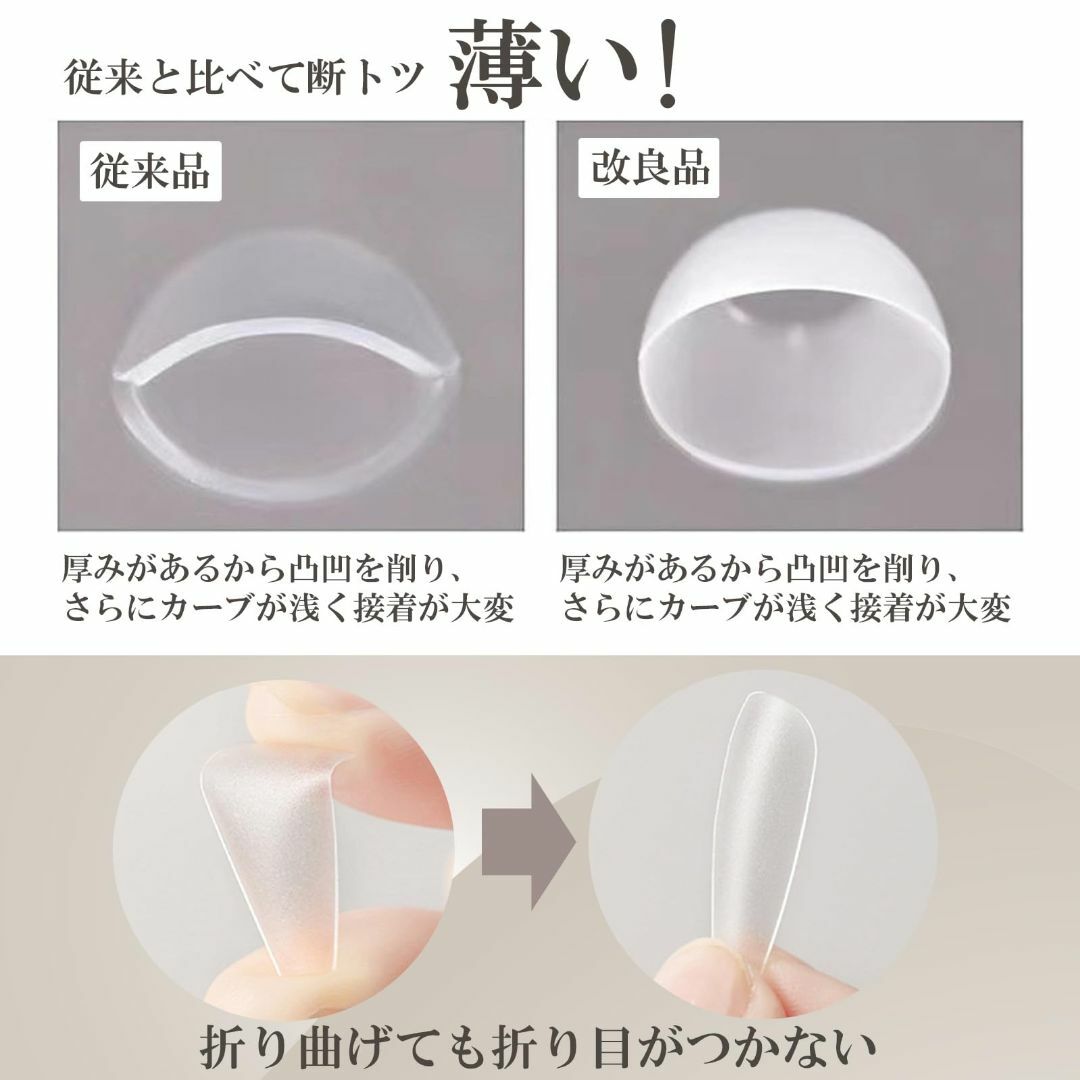 LULUGEL【根元極薄タイプ】 ネイルチップ ロング バレリーナ つけ爪 長さ コスメ/美容のネイル(ネイルケア)の商品写真