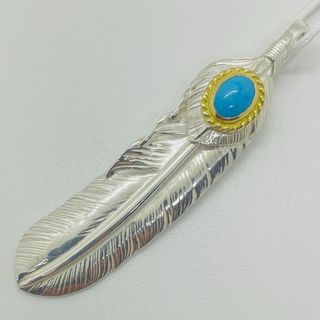ゴローズ(goro's)のRINKAN鑑定済 未使用品 上銀金縄ターコイズ特大フェザー 右向き(ネックレス)