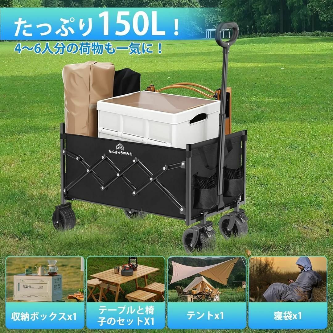 キャリーワゴン ブレーキ付き 取り外し可能 キャリーカート 緑