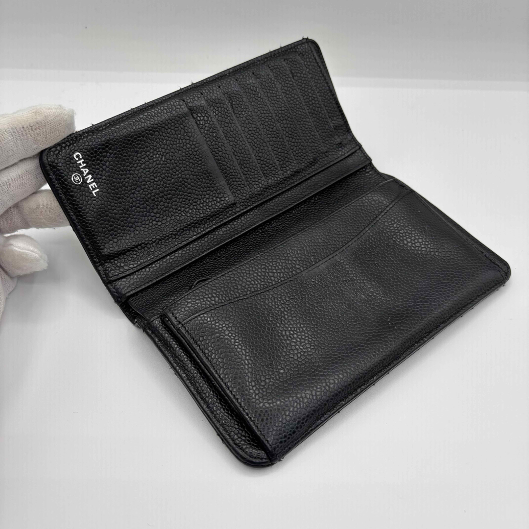 CHANEL - 美品 シャネル キャビアスキン マトラッセ 二つ折り 長