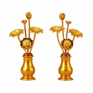 常花 仏花 常花セット 花立て お仏壇用仏具 蓮花 はすはな 花立付き 左右一対(その他)