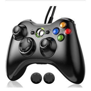 2025新改良Xbox 360 コントローラー 有線二重振動人体工学高耐久ボタン(PC周辺機器)
