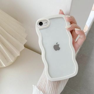 【数量限定】iphone SE ケース 韓国 おしゃれ シンプル 波状エッジ 透(その他)