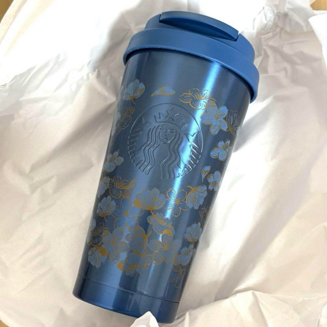 Starbucks Coffee(スターバックスコーヒー)のスタバ SAKURA2025 ステンレスタンブラー ナイトブルー ロゴタンブラー インテリア/住まい/日用品のキッチン/食器(タンブラー)の商品写真