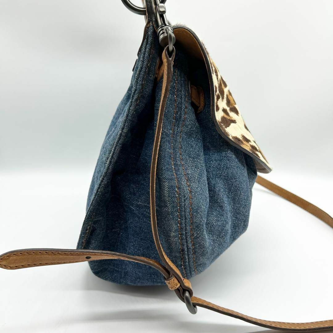 美品 miu miu 2way ハラコ×デニム ショルダー ハンドバッグ MIU MIU - 美品 miu miu 2way ハラコ×デニム ショルダー