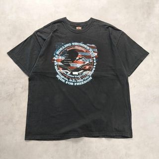 ハーレーダビッドソン(Harley Davidson)のハーレーダビッドソン プリントTシャツ 00s USA製 2XL 黒 14355(Tシャツ/カットソー(半袖/袖なし))