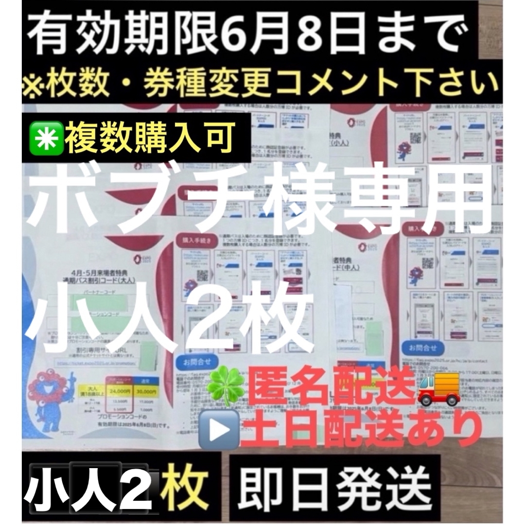 【ボブチ様専用】小人2枚 チケットの優待券/割引券(その他)の商品写真