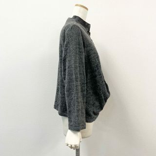 51f3 慈雨 ジウ 変形デザイン ７分袖ニット セーター トップス サイズ40 グレー ブラウン レディース マツオインターナショナル(ニット/セーター)