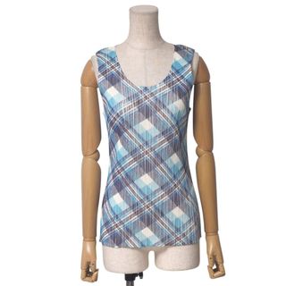 プリーツプリーズイッセイミヤケ(PLEATS PLEASE ISSEY MIYAKE)のPLEATS PLEASE ISSEY MIYAKE プリーツプリーズ イッセイミヤケ カットソー サイズ3 ノースリーブ チェック柄 ブランド古着【中古】20250602/RA4988(カットソー(半袖/袖なし))